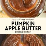 Collage of images of pumpkin apple butter