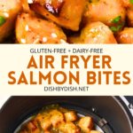 Collage of images of air fryer salmon bites