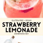Collage of images of sparkling strawberry lemonade