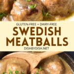 A collage of images of swedish meatballs