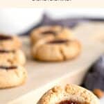 Up close shot of thumbprint cookie.