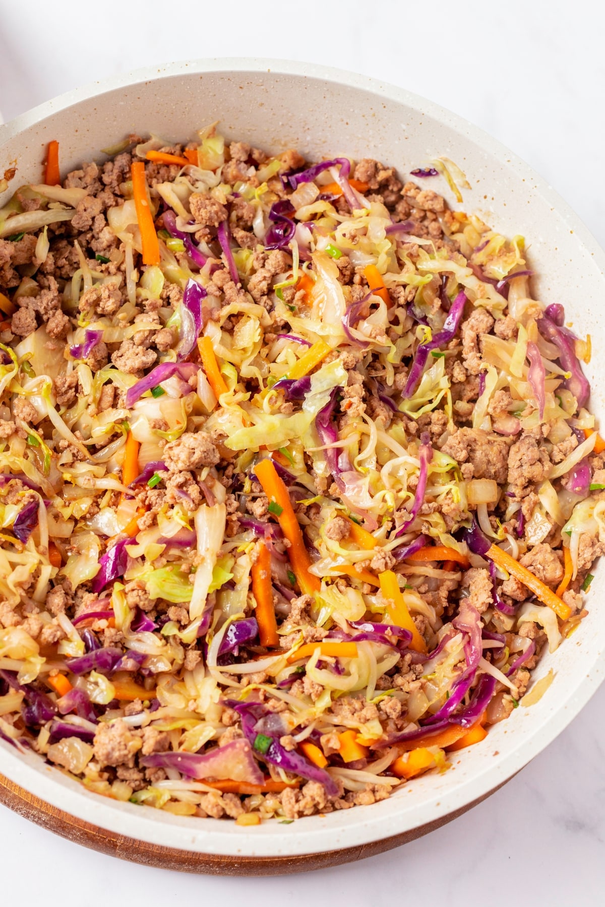 A bowl of egg roll stir fry.