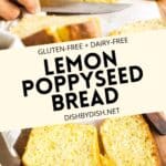 Collage of images of lemon poppy seed bread