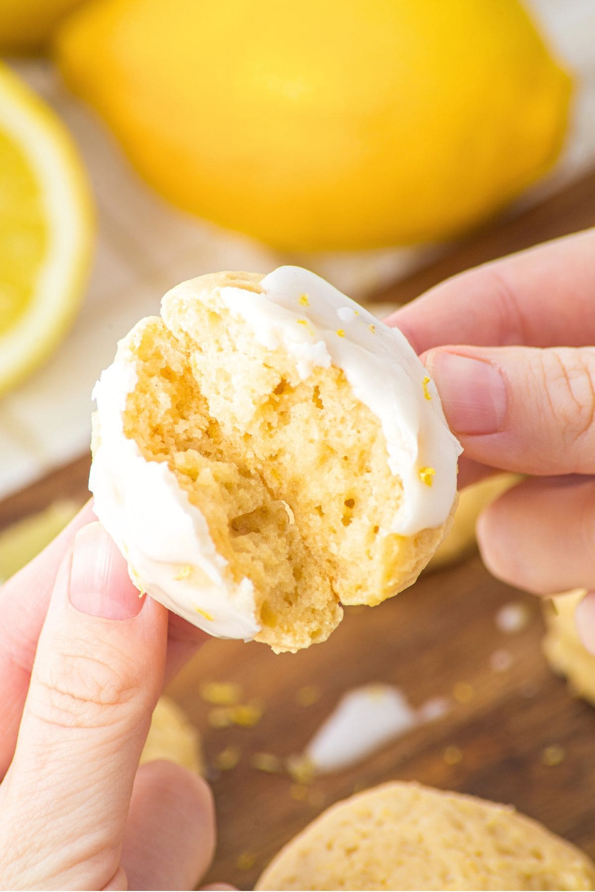 Breading apart a lemon ricotta cookie