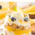 Up close view of lemon trifle cups