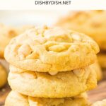 A stack of macadamia and white chocolate cookies