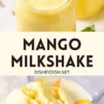 Collage of images of mango milkshake