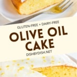 Collage of photos of olive oil cake.