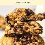 A stack of oatmeal chocolate chip cookies