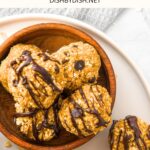 Top down view of peanut butter and oatmeal balls in bowl