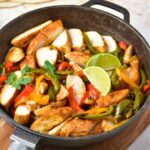 Chicken fajitas in a skillet