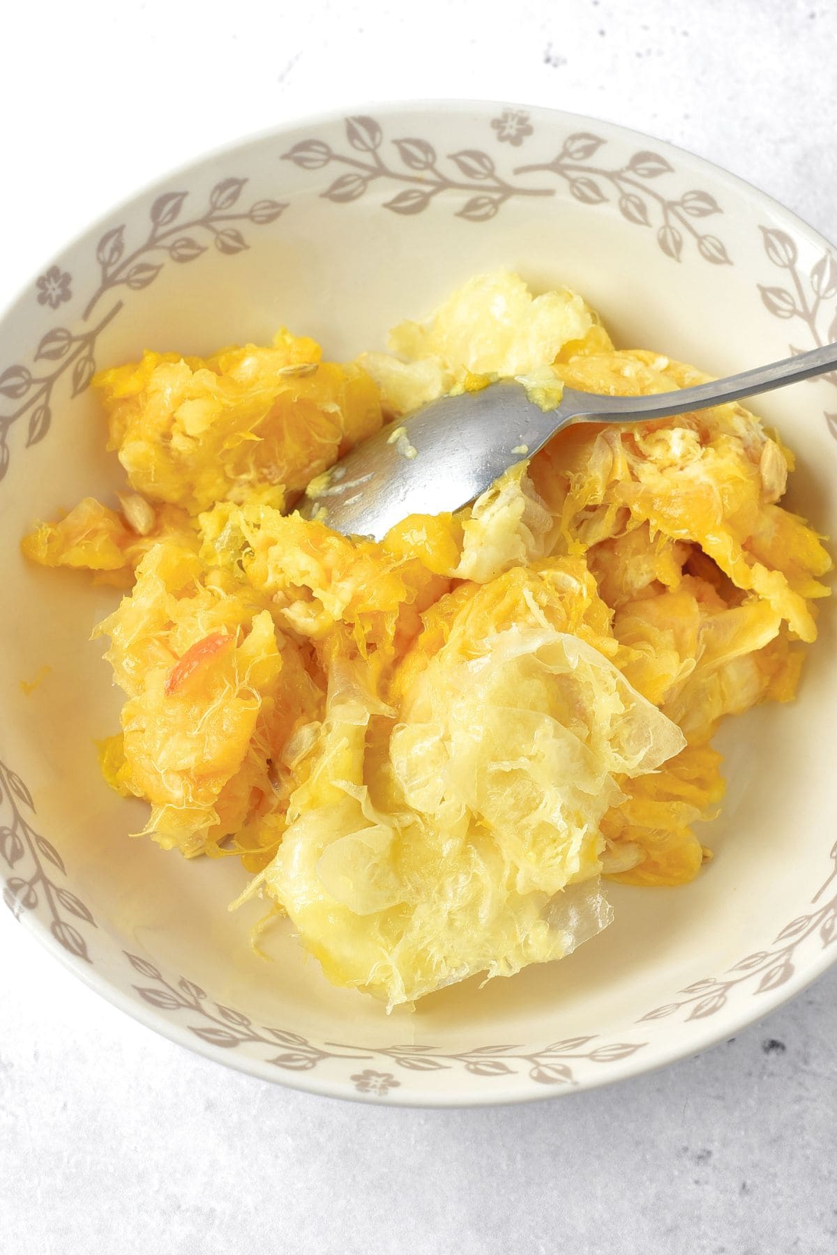 Orange pulp in a bowl