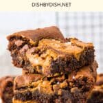 A stack of gluten-free peanut butter brownies