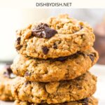 A stack of oatmeal cookies on a plate