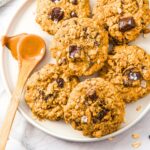 A plate of peanut butter oatmeal cookies