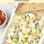 Top down view of a plate of pineapple chicken salad