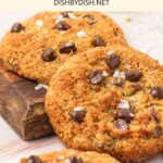 Chocolate chip almond flour pumpkin cookies on wooden board