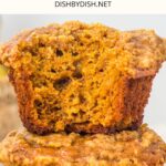 A stack of half-eaten pumpkin banana muffins