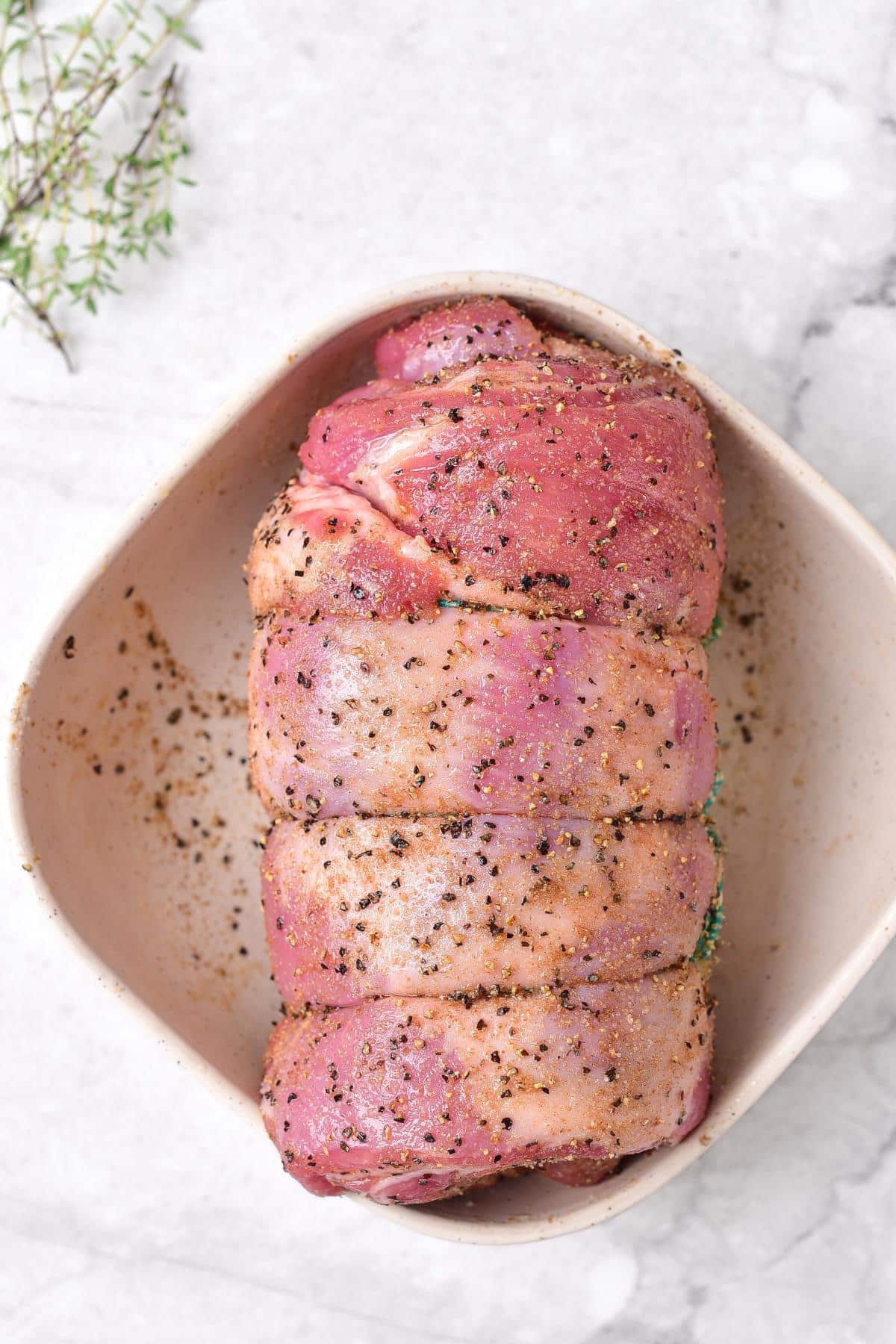 Marinated rolled breast of lamb