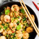 A bowl of salt and pepper shrimp