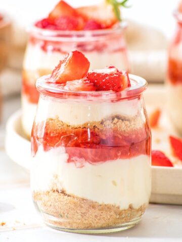 Multiple strawberry cheesecake cups