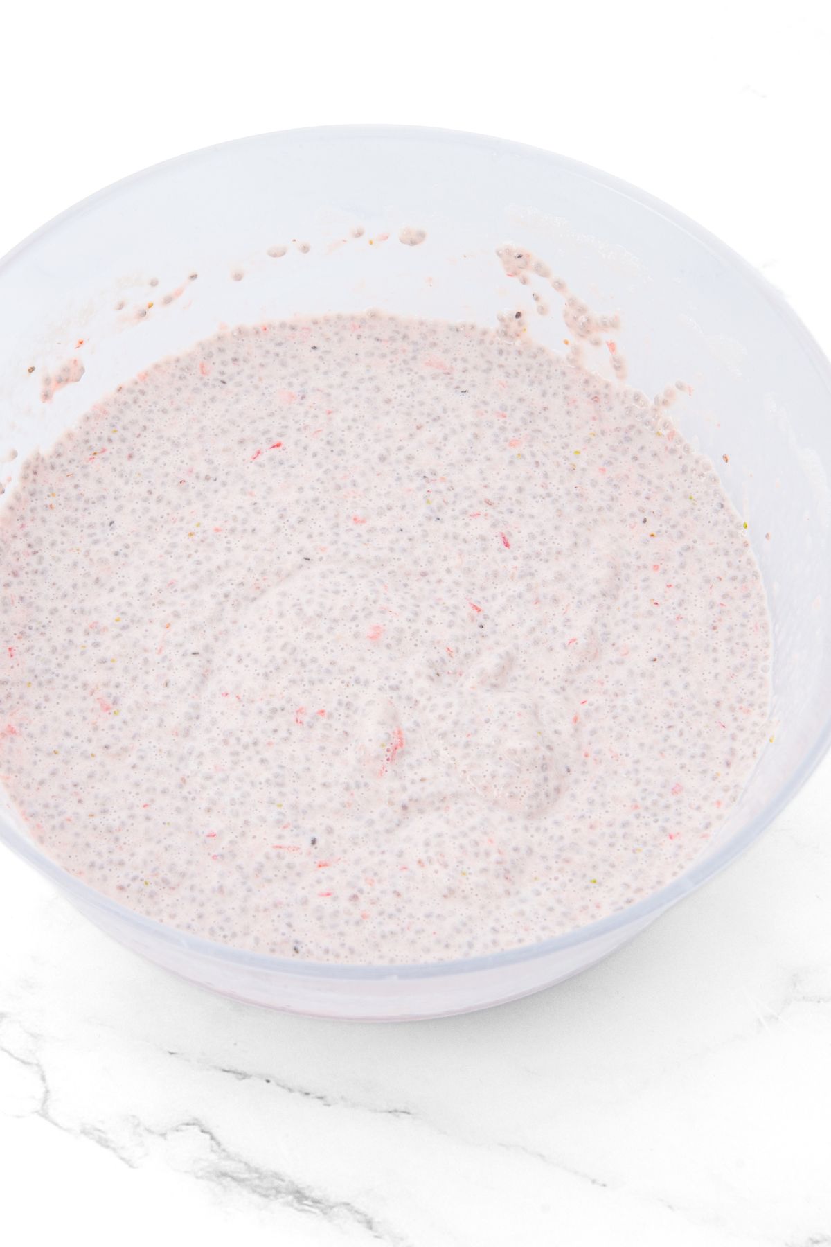 A large bowl of chia strawberry pudding