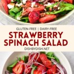 Collage of ingredients for strawberry spinach salad