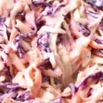 Up close view of gluten-free coleslaw