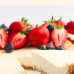 Reaching for slice of greek yogurt cheesecake