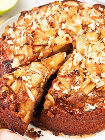 Reaching for a slice of Swedish apple cake