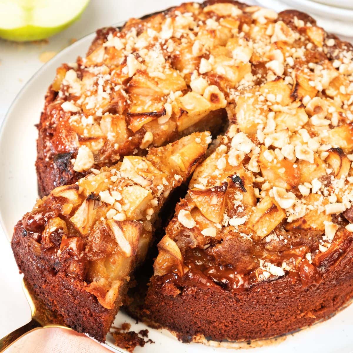 Reaching for a slice of Swedish apple cake