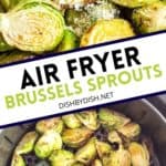 Pinterest image for air fryer brussels sprouts