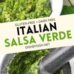 Collage of images of Italian salsa verde.