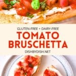 Collage of images of tomato bruschetta