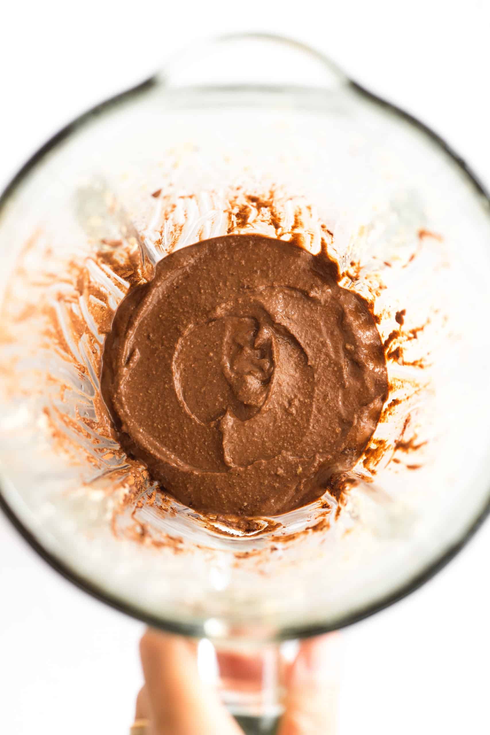 Dairy-free chocolate chocolate pudding in blender.