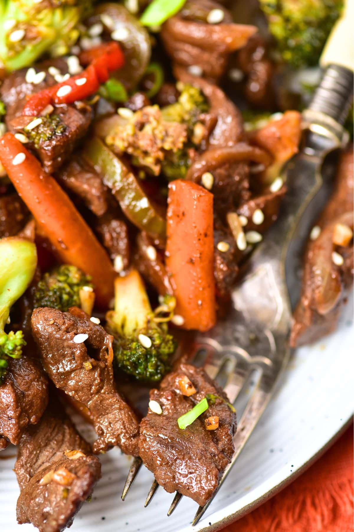 A plate of stir fried venison