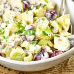 Waldorf salad in white bowl