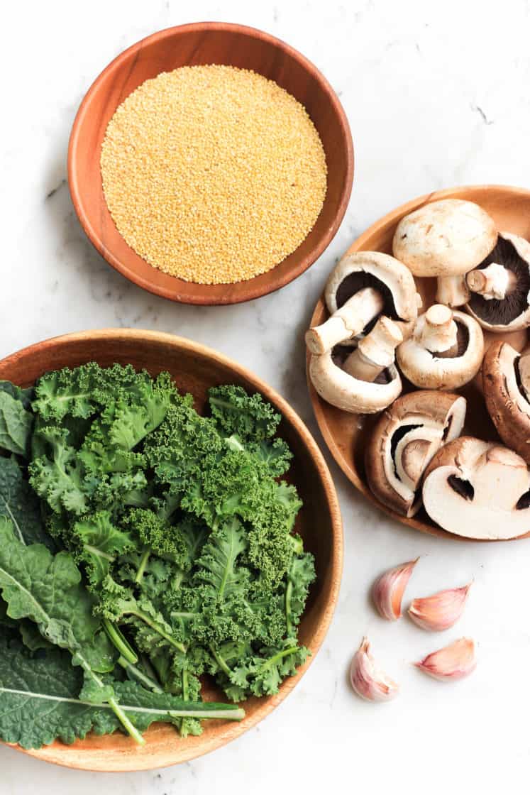 Warm Millet Bowl with Mushrooms & Kale (Gluten-free, Vegan)
